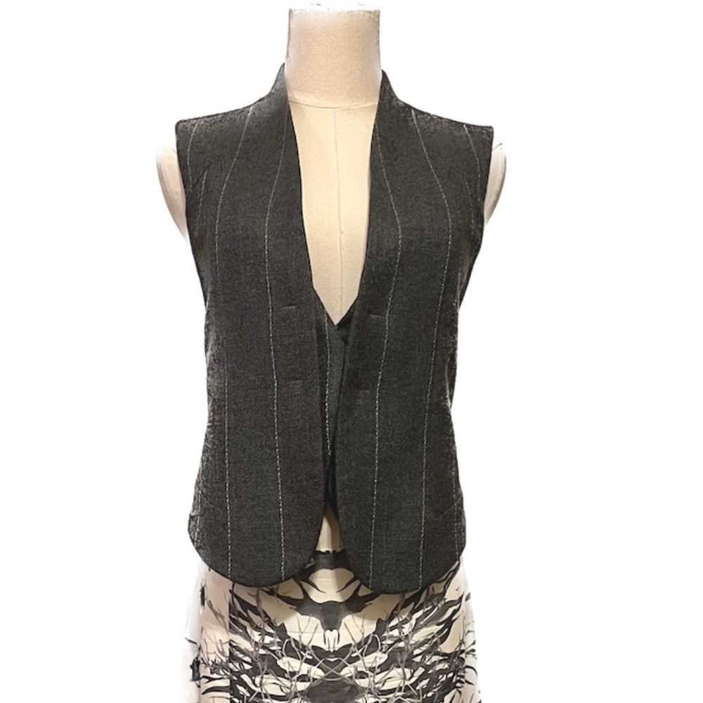 Never worn, Emporio Armani fitted grey pinstripe vest, EU 40 (Size 4-6)